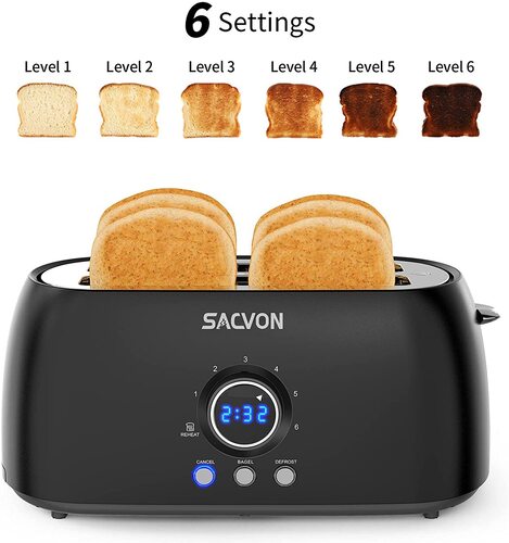Sacvon 4 Slice Toaster with 6 Shade Settings
