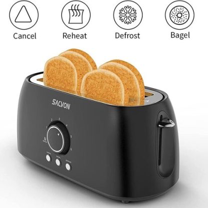 Stainless Steel 4 slice toaster black