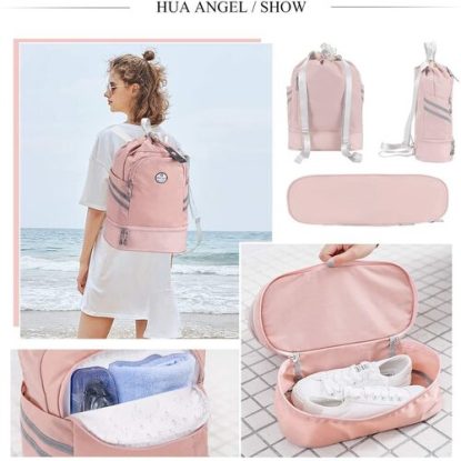 HUA ANGEL Drawstring Bag with Large Shoe Compartment