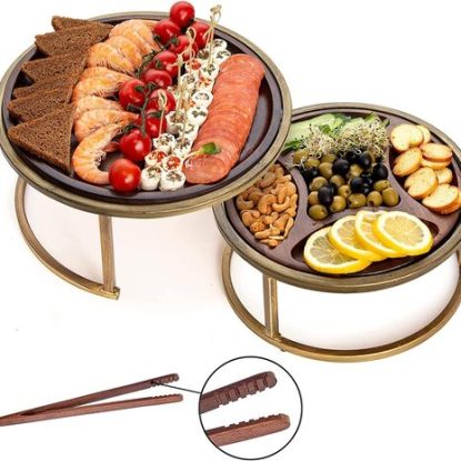 2pcs Serving Trays with Round Stand