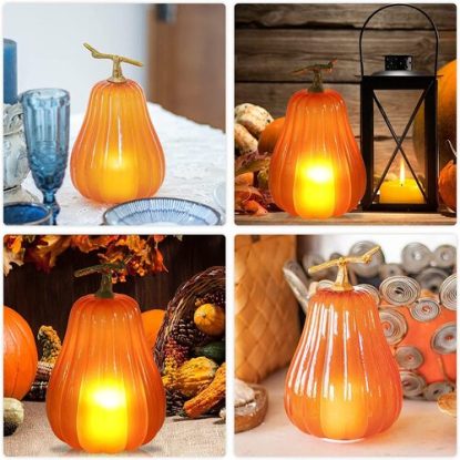 Glass Pumpkin Shaped Light Lamp Home Decor