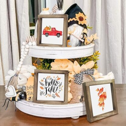 decorative farmhouse style wooden frames with changing reversible prints artworks