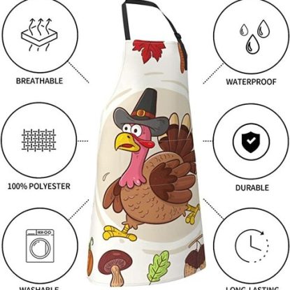 Funny Thanksgiving Turkey Apron with 2 pockets