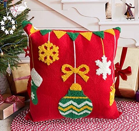 Molili woven embroidery Christmas-theme Throw Pillow Cover