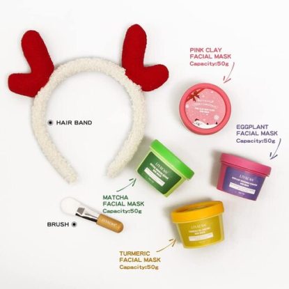 Christmas style clay mask and Elk-shaped hair band gift set for her