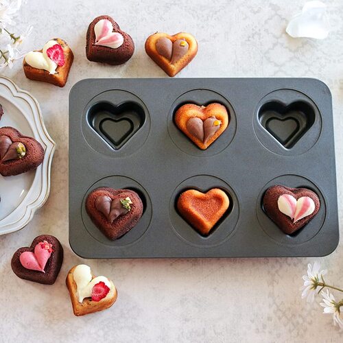 Elesinsoz Valentines Day 6 Cavity Heart-shaped Cupcake Pan