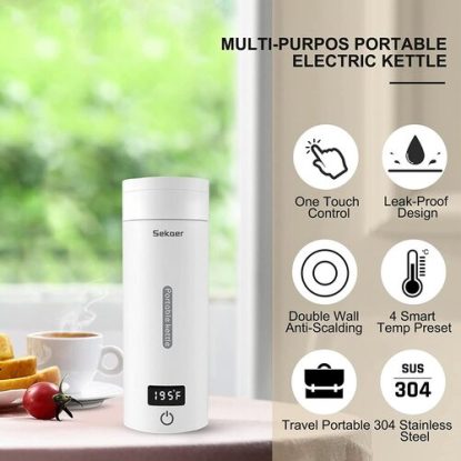 Sekaer Double Wall Anti-scalding Travel Portable Electric Kettle