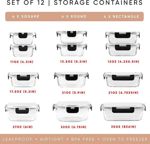 12pcs BPA free Food Storage Containers With Lids
